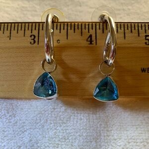 Lilly Barrack Reversible Silver and Blue Dangle Earrings with Gemstones